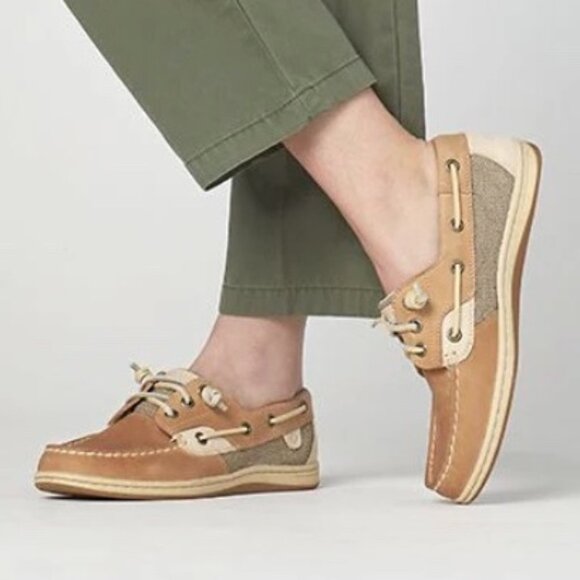 Sperry Women's Tan Leather Songfish Boat Shoes Nautical Casual size 7.5 - Picture 1 of 10
